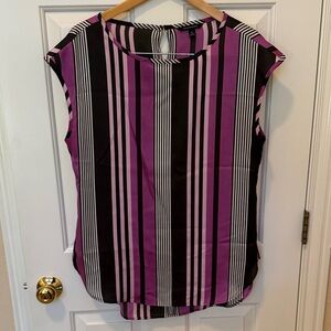 Banana Republic Purple and Black Striped Blouse